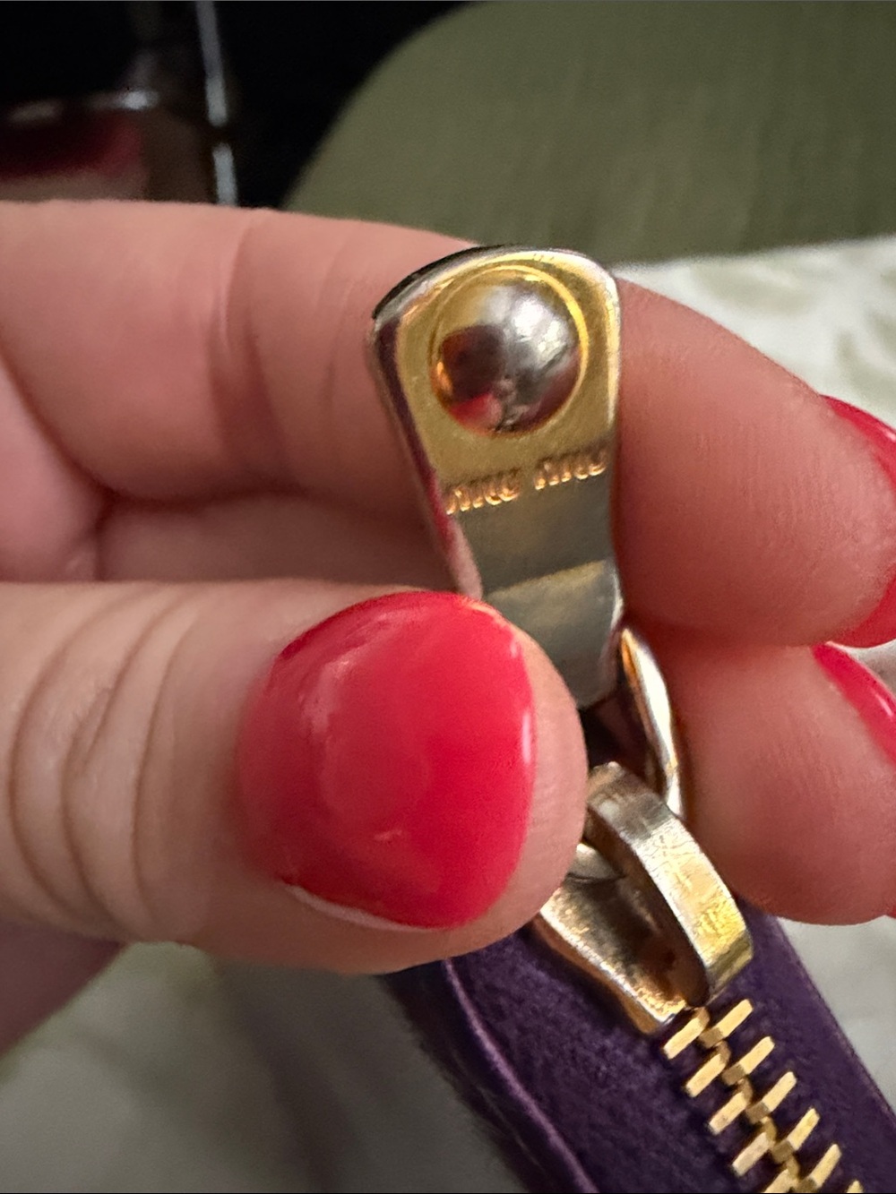 Miu Miu Violet Leather Zip Wallet with Gold Logo authenticity card included - Picture 11 of 11